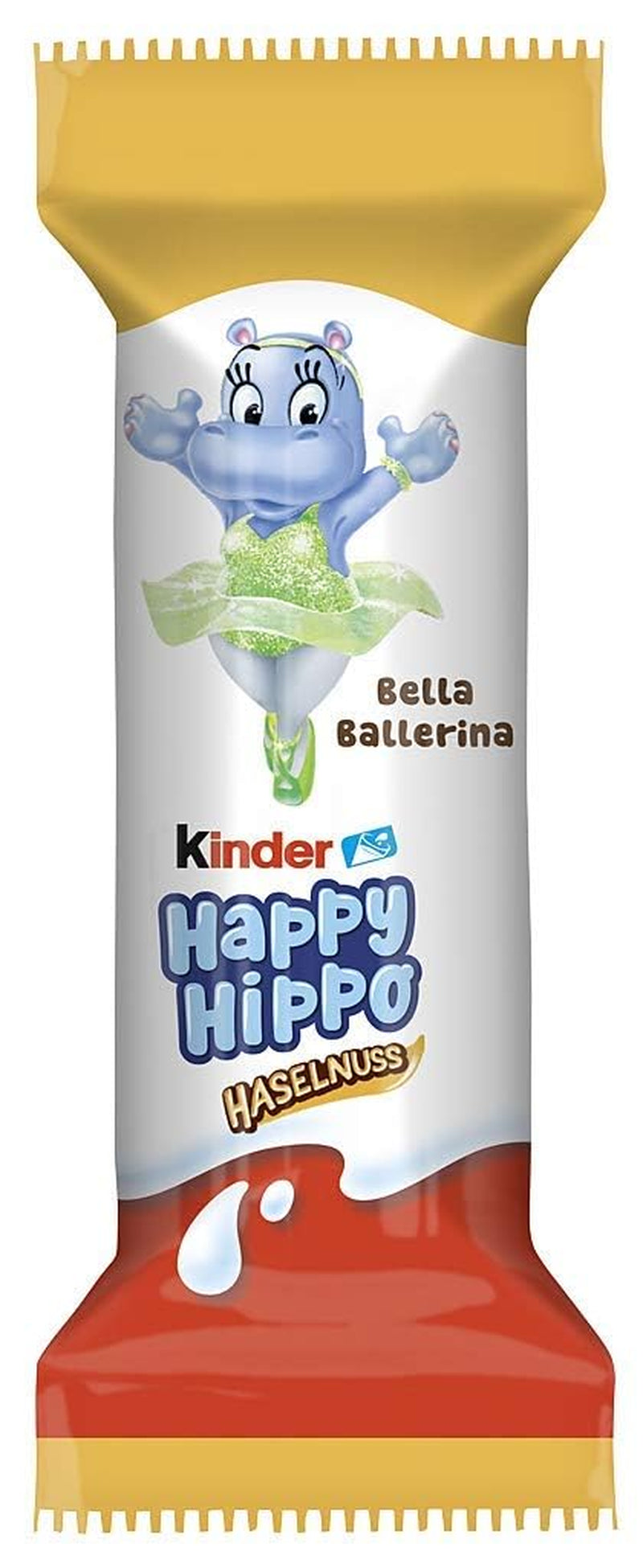 Kinder Happy Hippo Hazelnut – Specialitate crocantă de napolitane cu lapte și cremă de alune – Dulciuri pentru Carnaval și Mardi Gras – 1 pachet conținând 5 batoane individuale a câte 20,7 g fiecare