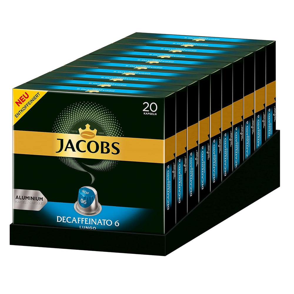 Kaffeekapseln Espresso Intenso, Intensität 10 von 12, 10 x 20 Getränke & Kaffeekapseln Lungo Decaffeinato- Intensität 6- 200 Nespresso kompatible Kapseln, 10er Pack, 10 x 20 Getränke