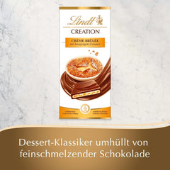 Baton Crème Brûlée Lindt Chocolate Creation | Umplutură Crème Brûlée cu caramel crocant, acoperită cu cea mai fină ciocolată cu lapte | Baton de ciocolată | Cadou de ciocolată, 150g