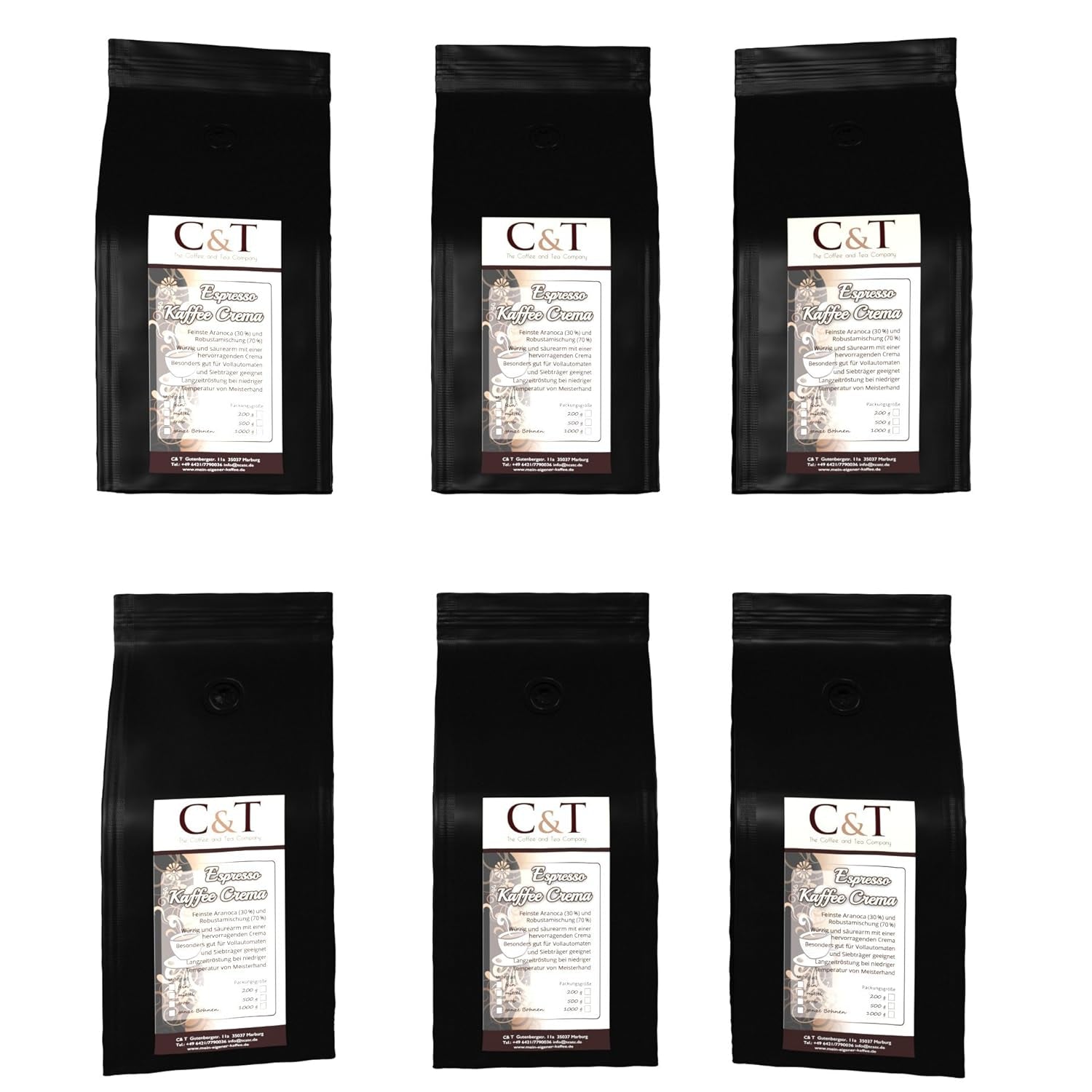 Boabe de cafea Espresso / Cafe Crema 6 x 1000g proaspăt prăjite