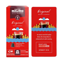 Caffè Mauro Torrefazione Kaffeekapseln Espresso Original, Intensität 10/10-50 Kapsel aus Aluminium - Kompatibel mit Nespresso* Haushalts-Espressomaschinen - Hergestellt in Italien