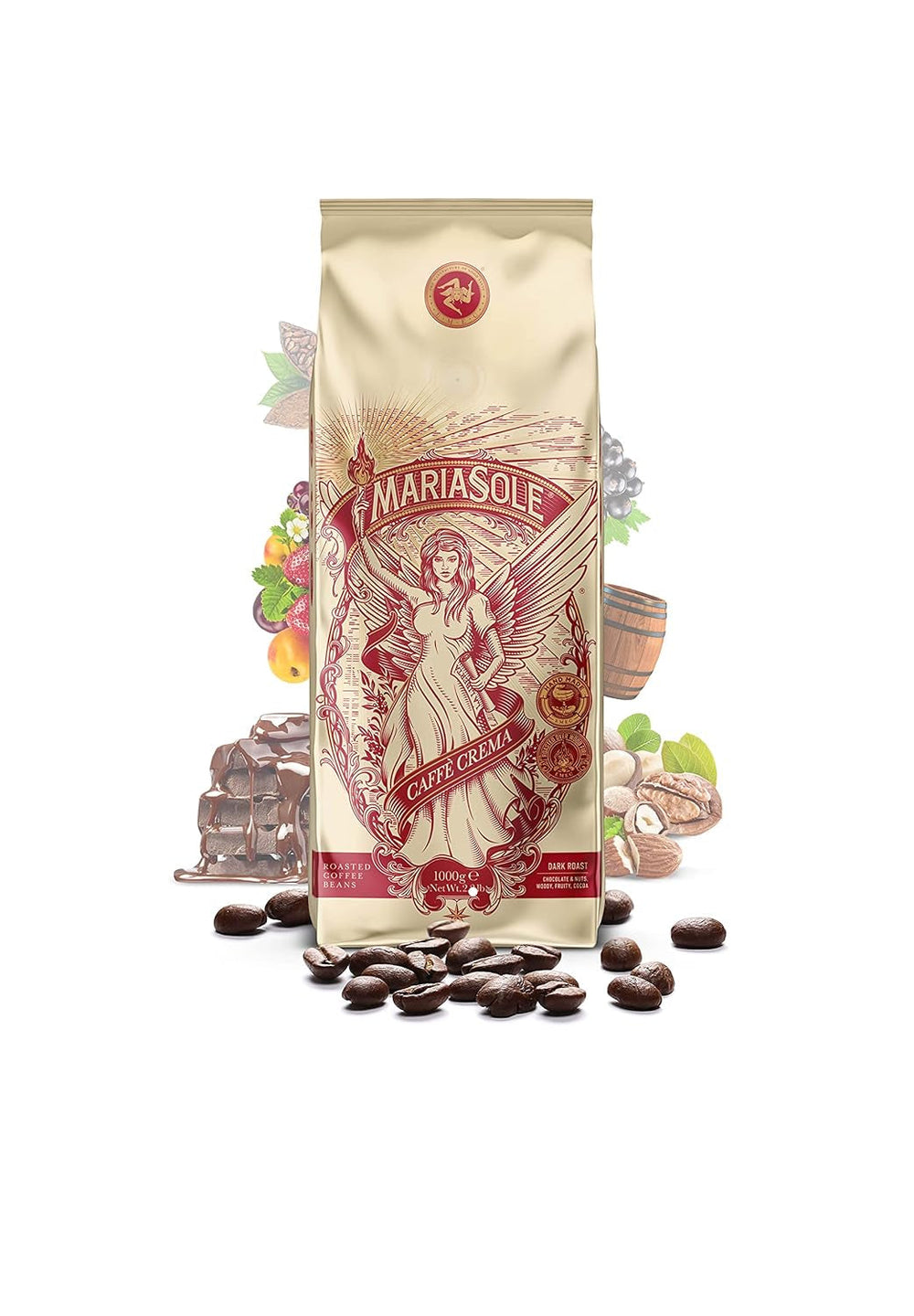 Caffè Crema – Prăjire tradițională siciliană la foc de lemne, lucrată manual – Boabe de cafea premium 250g pentru aparate complet automate și portafiltru