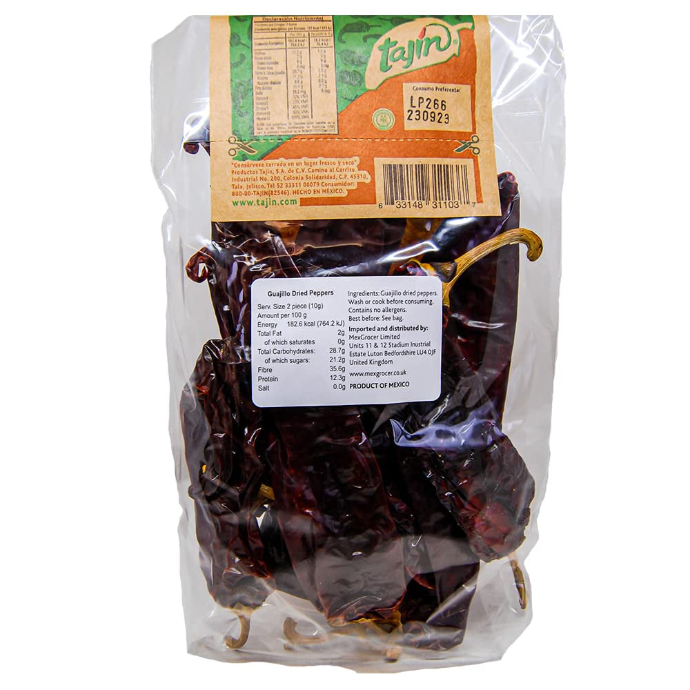 TAJIN Chili Guajillo – Getrocknete Ganze Guajillo-Chilischoten | Authentisches Mexikanisches Gewürz für Saucen und Marinaden – Würzig, Rauchig und Scharf, Perfekt für Gewürzmischungen und Tacos