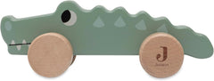 Jollein 112-001-67090 Jucărie din lemn pe roți, verde Jucarii Bebe Naty Shop Croco