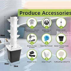 Turn hidroponic cu 30 de capsule, sistem de creștere hidroponică, kit de creștere aeroponică pentru ierburi, fructe și legume cu pompă de umidificare, adaptor, ghivece din plasă, temporizator pentru ierburi, fructe și legume