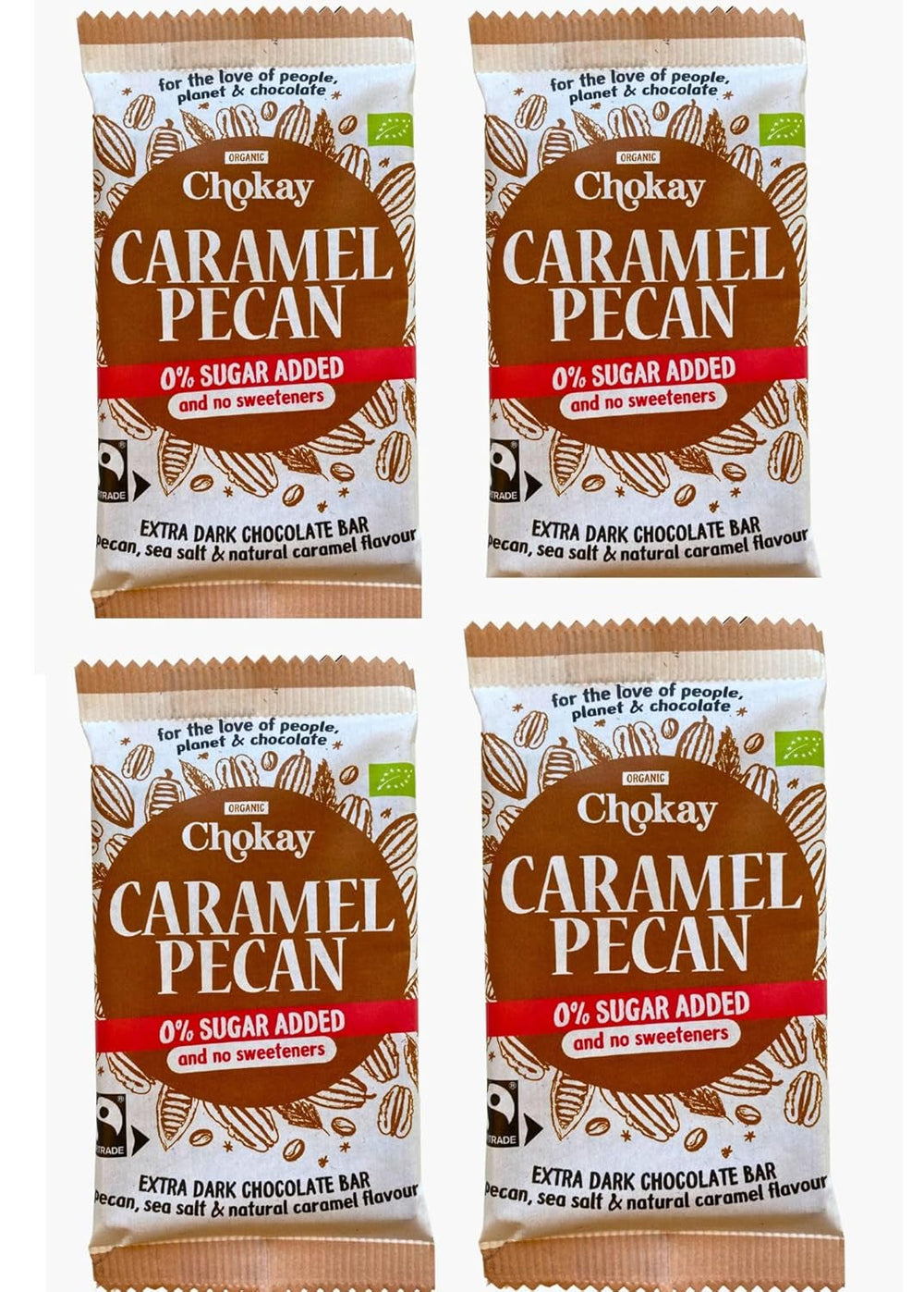 Baton Organic - Set de mostre cu 4 bucăți/Uimitor de negru, Alune de pădure, Caramel cu nuci pecan, Migdale sărate/Fără zahăr adăugat, fără îndulcitori/VEGAN, FĂRĂ GLUTEN ȘI COMERȚ ECHITABIL / 4 x 70g