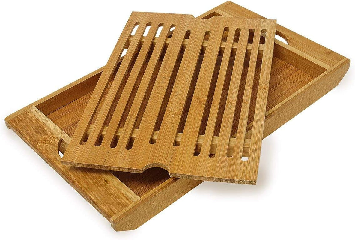 Relaxdays Coș de pâine rulant cu sertar, bambus, HxLxP: 21 x 40,5 x 28 cm, lemn, natural & placă de tăiat pâine din bambus aprox. 3 x 37 x 21,5 cm Placă de tăiat cu tavă pentru firimituri pentru curățare ușoară natural Cutii depozitare alimente Naty Shop