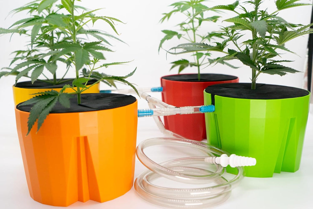 Hydro Farmer, set de ghivece cu 19 piese Ø 18 cm (verde), sistem de creștere care include 4 ghivece, 4 inele de udare, 4 capace, set adaptor și furtun de 2 m, hidroponică, aeroponică