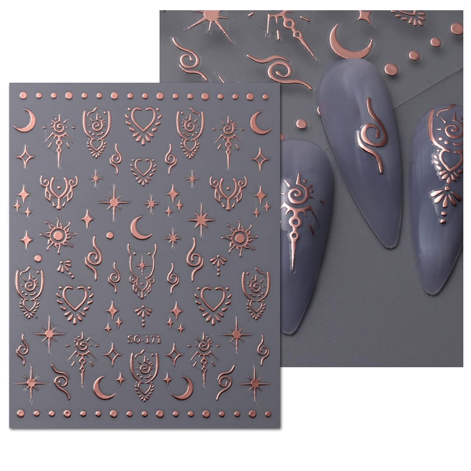 JMEOWIO Nagelsticker Mond Stern 9 Blatt Nail Art Sticker Selbstklebend Nagelaufkleber Sonne Dekoration Nageldesign Zubehör