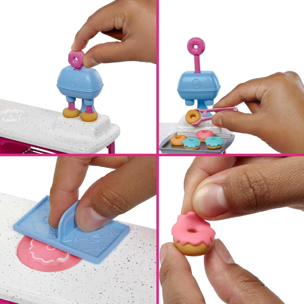 Barbie Malibu Roberts - Puppe und Spielset mit 18 Teilen zum Backen, inklusive formbarem Teig und Förmchen für Donuts, Croissants und Cupcakes, für Kinder ab 3 Jahren, HJY19