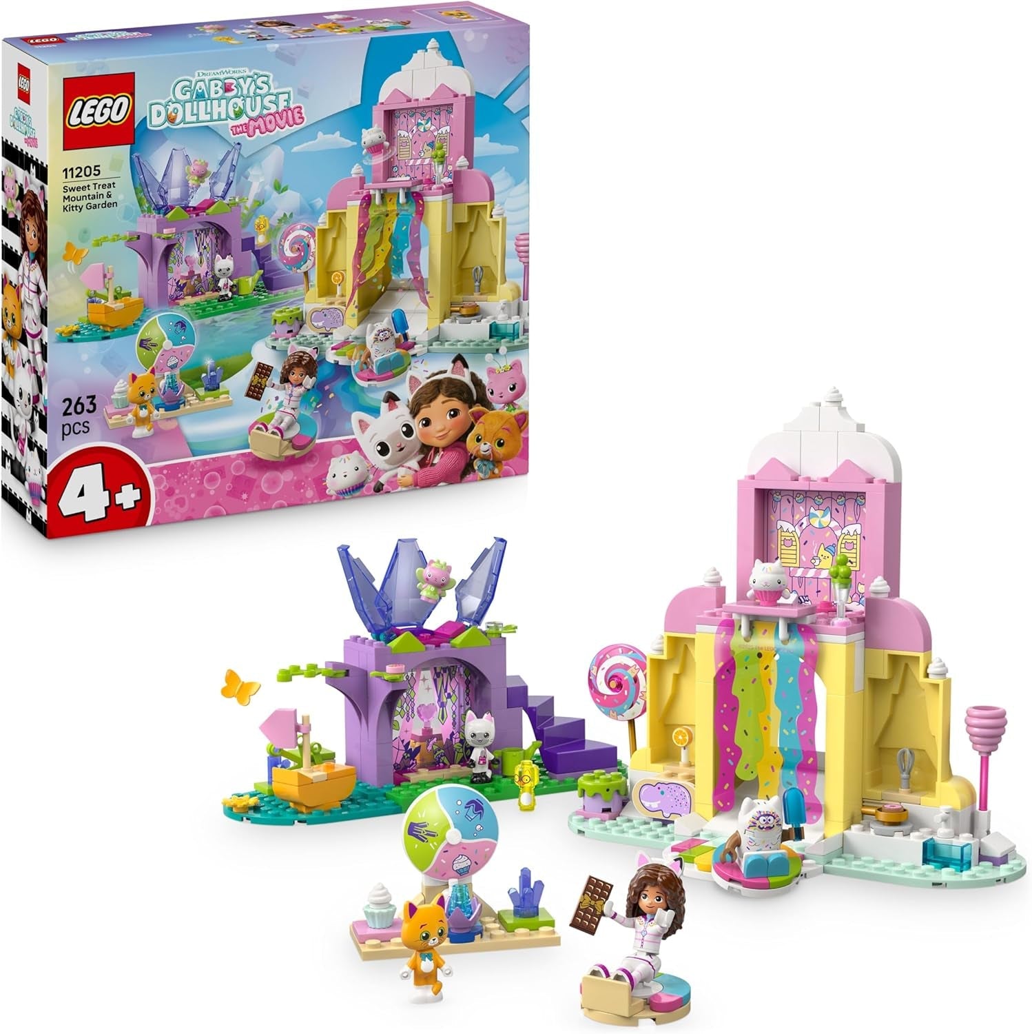 LEGO Gabbys Puppenhaus - Zuckerguss-Gebirge und Kätzchen-Garten - Spielset mit Minifigur, Panda Pfötchen & Kitty Fee - Puppe inkl. Zubehör - Geschenk für Mädchen ab 4 Jahren & Filmfans - 11205