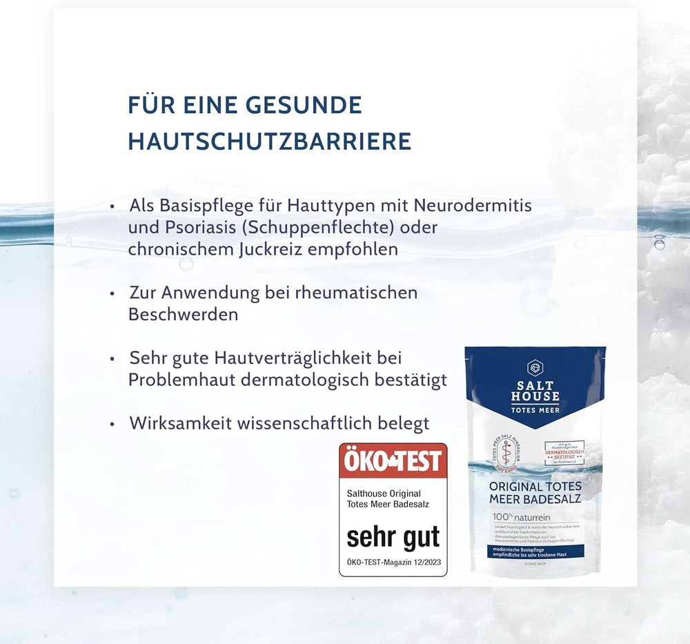 Salthouse Original Dead Sea Bath Salts, saruri de baie, calmant pentru iritațiile pielii, pentru pielea sensibilă și uscată, 100% natural, 500 grame Duș și baie Naty Shop