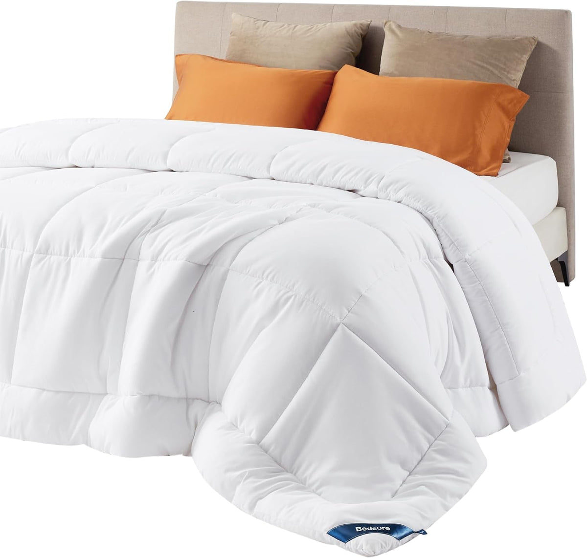 BEDSURE Cuvertură matlasată Full/Queen (88"X88") Alb Plapumi si pilote Naty Shop Titlu implicit