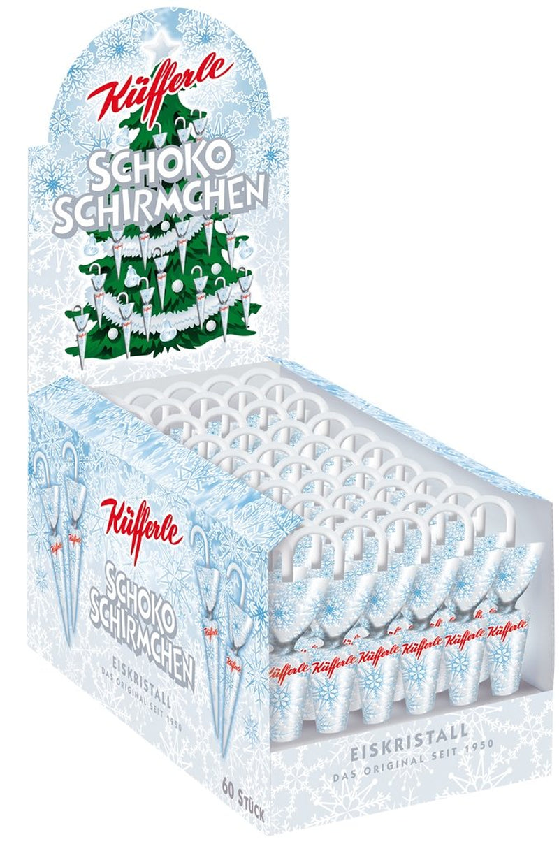 Umbrele de ciocolată Küfferle Polar Silver 810g (60 bucăți)