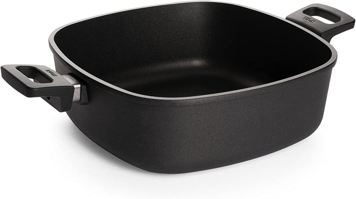 Woll Nowo Titanium Guss-Kasserolle Viereckig - Induktiv -, 28 X 28 Cm, 10 Cm Hoch, 6.0 Liter, Mit 2 Seitengriffen - Geeignet Für Alle Herdarten, Aluminium, Backofenfest, Schwarz Matrite si tavi pentru copt Naty Shop