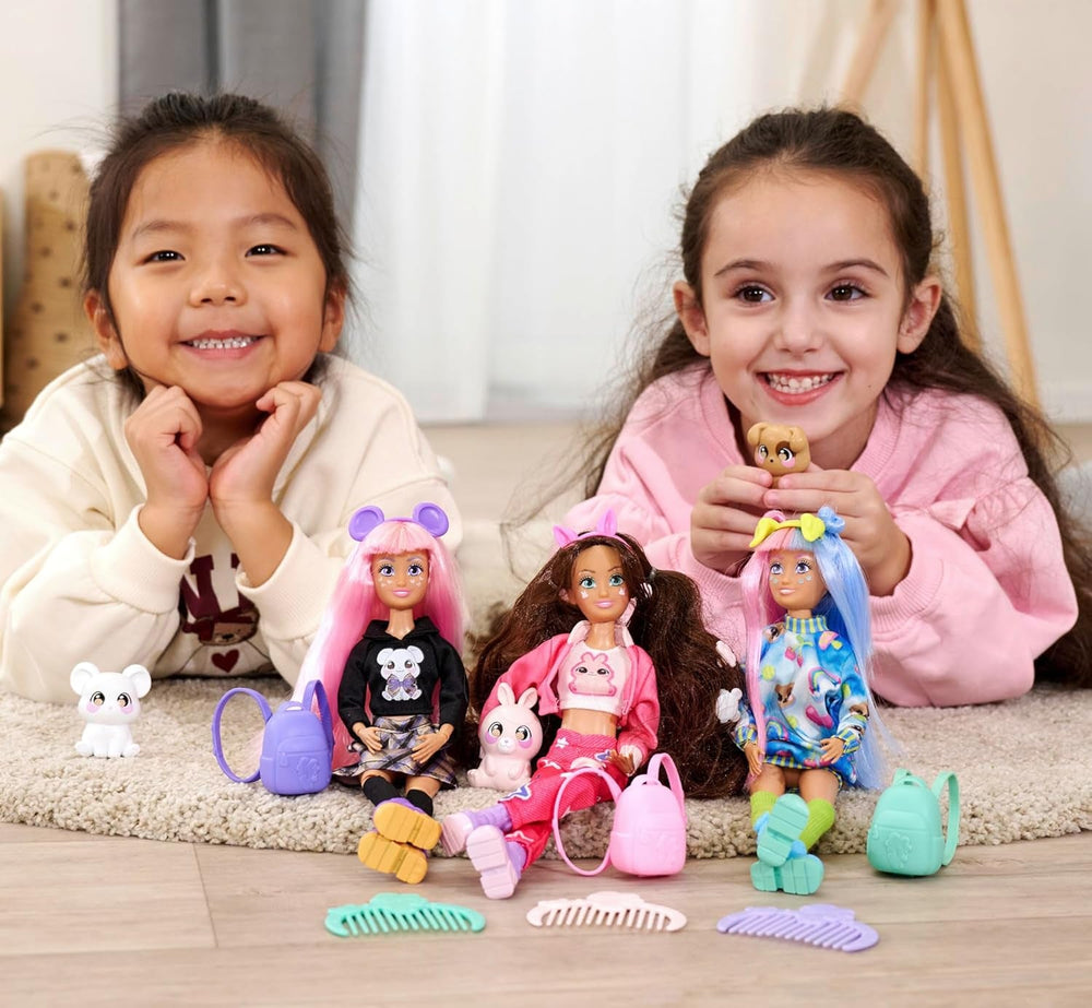 Simba 105953975 - Kawaii Hi Ankleidepuppe Lucy (26 cm) - bewegliche Modepuppe zum Frisieren und Stylen, Puppe mit Langen Haaren, Hase und Zubehör, Spielzeug für Kinder ab 4 Jahre