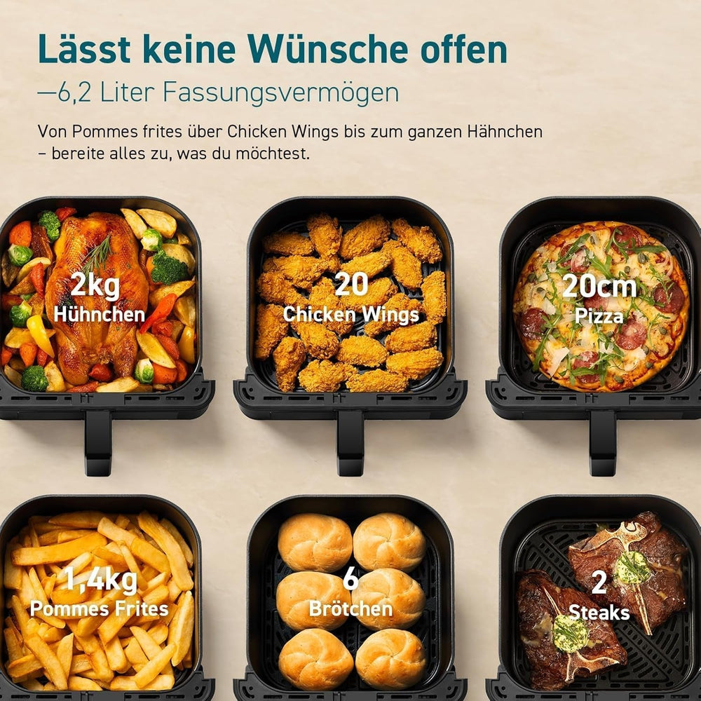 COSORI Hot Air Fryer Airfryer, 12-In-1 Air Fryer XXL 6.2L, Hot Air Fryer cu fereastră de vizualizare și memento de agitare, 80 de rețete Electrocasnice Naty Shop