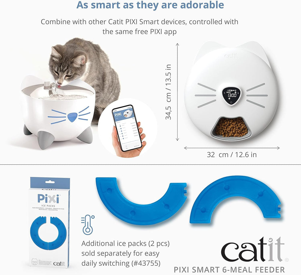 Catit - PIXI Smart Futterautomat mit 6 Mahlzeiten (Nassfutter), Weiß