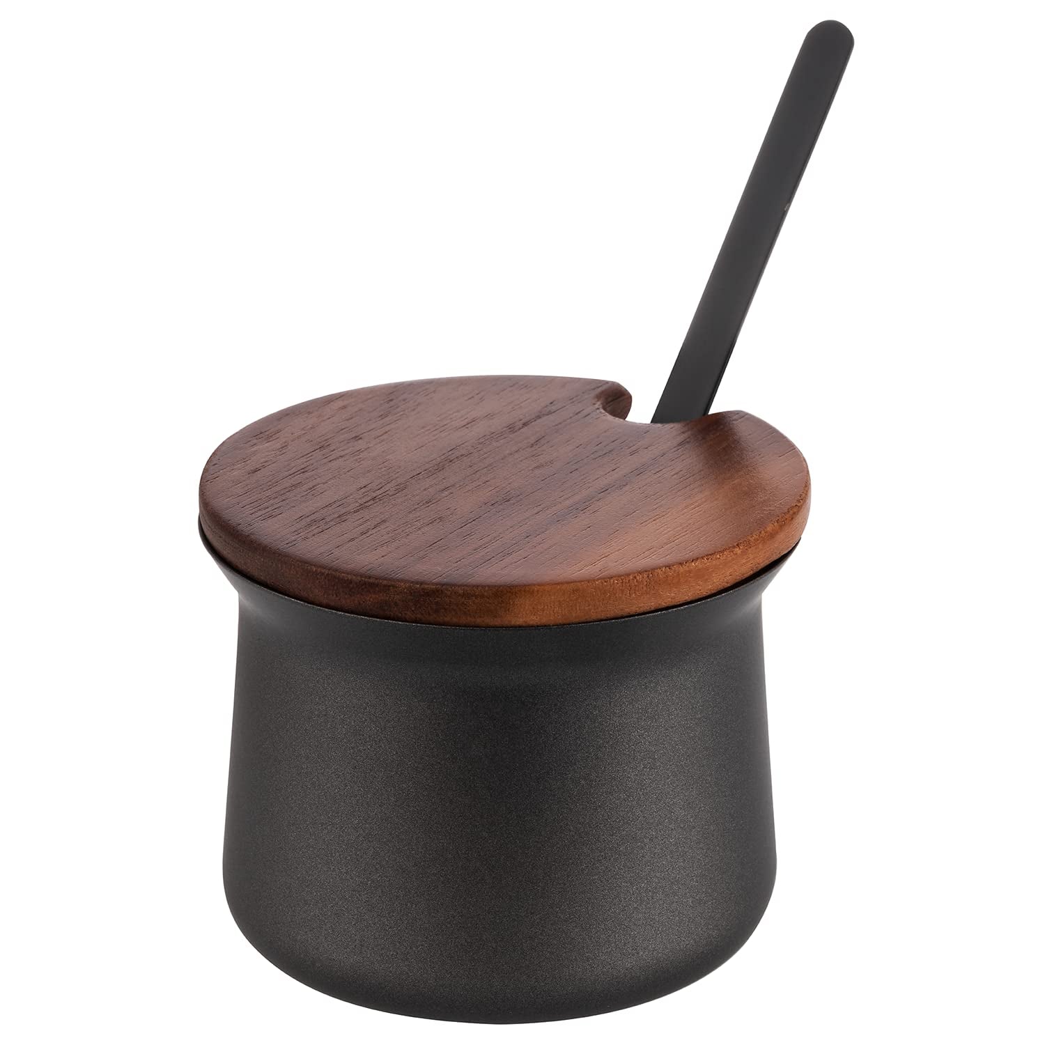 Set lapte și zahăr APS 634, set de 5 piese, lemn de salcâm, oțel inoxidabil, strat antiaderent, negru