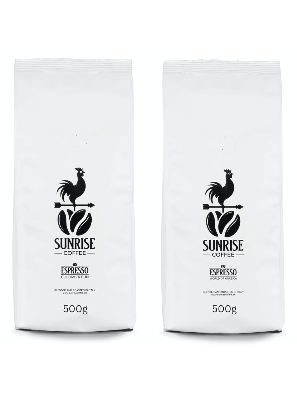 Probierset Espressobohnen 500g Colombia Sun und 500g World of Arabica Ganze Bohnen Geschenk-Set, mittelkräftig geröstet, 1kg