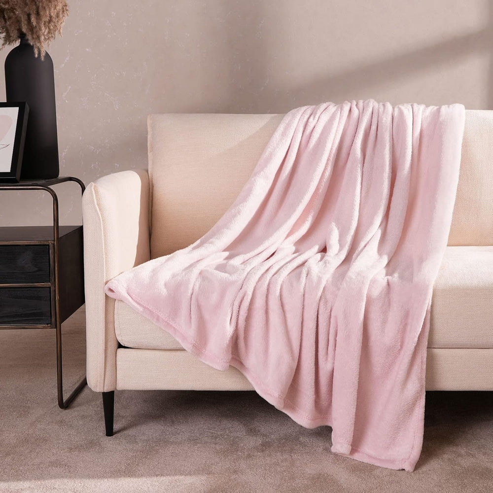 Brentford's Flannel Fleece Blanket, Extra Soft, Large, Fluffy, Warm, cuvertură de pat pentru dormitor, pat simplu, canapea, canapea, Blush Pink - 120 X 150 Cm Paturi si Cuverturi Besuche den Brentfords-Store