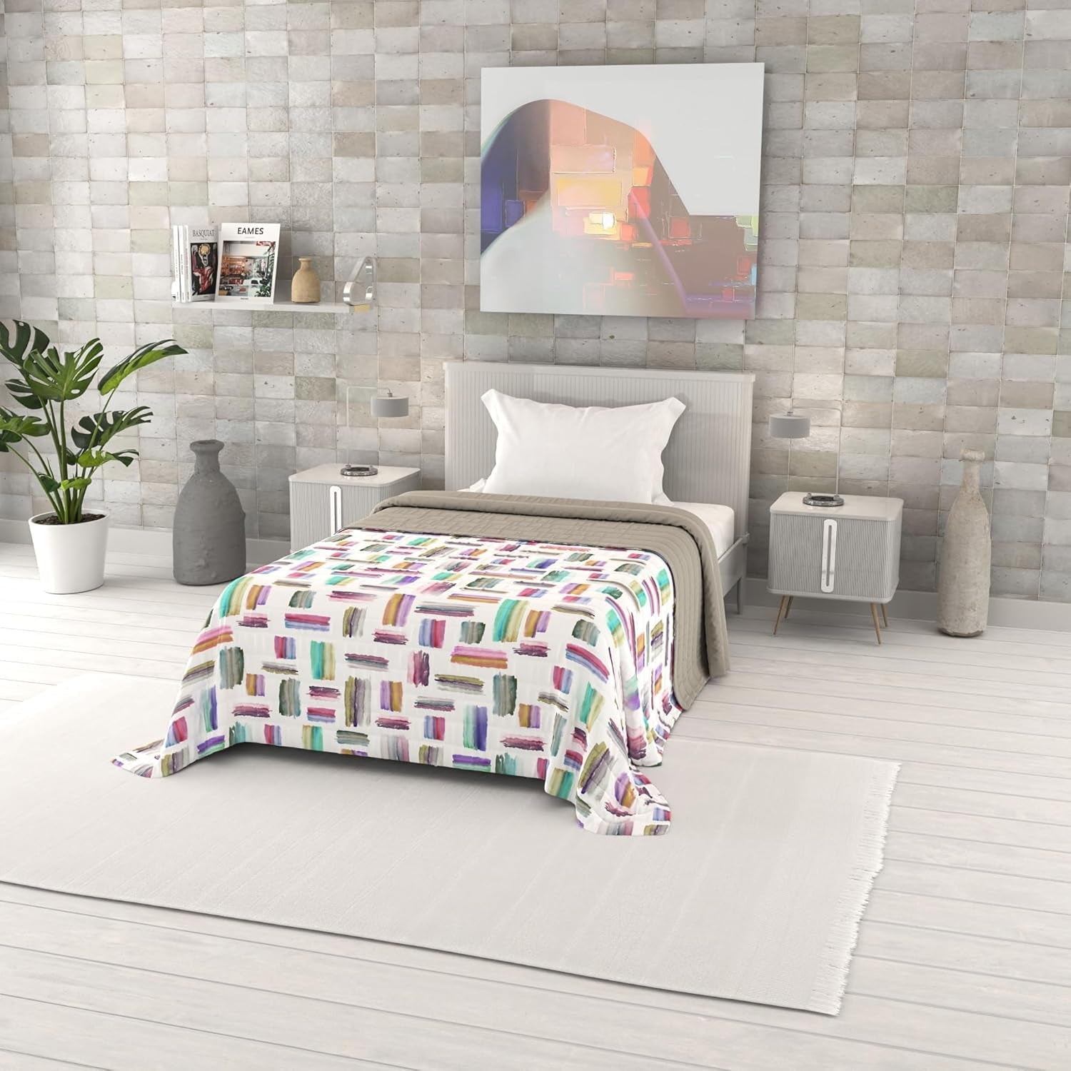 Cuvertură de vară imprimată Fantasy, umplutură din poliester, Petali, 260X270Cm Plapumi si pilote Naty Shop Multicolor 220X270Cm