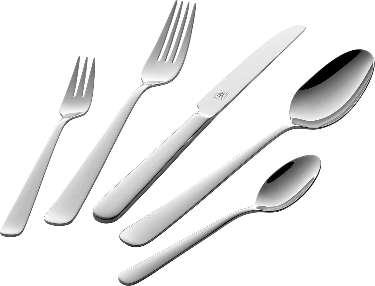 ZWILLING Swing Besteckset, 30-Tlg, Für 6 Personen, 18/10 Edelstahl, Essbesteck Poliert, Spülmaschinengeeignet, Silber Bucatarie Naty Shop 68-Tlg