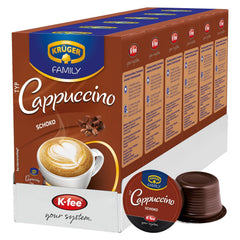 KRÜGER Cappuccino Schoko Kaffeekapseln, kompatibel mit K-fee und ALDI EXPRESSI* Kapselmaschinen, aromatisiertes Instantkaffee, 96 Kapseln