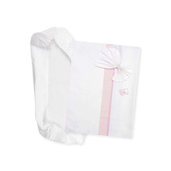 Set de lenjerie de pat Carrycot alb și roz, format din 1 cearșaf cu colțuri, 1 cearșaf de sus cu panglică Aida pentru broderie și 1 față de pernă, 100% bumbac, Made in Italy Plapumi si pilote Naty Shop Roz