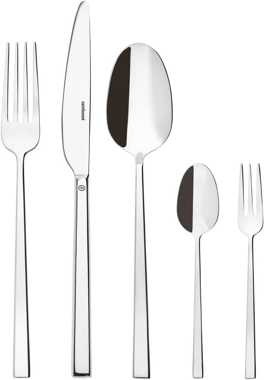 Sambonet 52562-N2 Rock oțel inoxidabil - Set de tacâmuri monobloc din oțel inoxidabil 18/10 Bucatarie Naty Shop Set 12 persoane - 60 bucăți