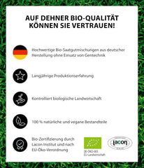 Dehner Bio Saatgut Rasen-Nachsaat, Hochwertige Saatgutmischung, Raschwüchsig / Schnellkeimend, 500 G, Für Ca. 25 M², Natur