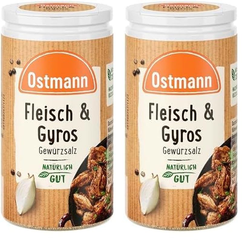 Ostmann Gewürze - Fleisch & Gyros Gewürzsalz | Pikantes Gewürz mit mediterraner Note für gegrilltes und gebratenes Fleisch | Mit praktischem Streuaufsatz | 50 g im Streuer