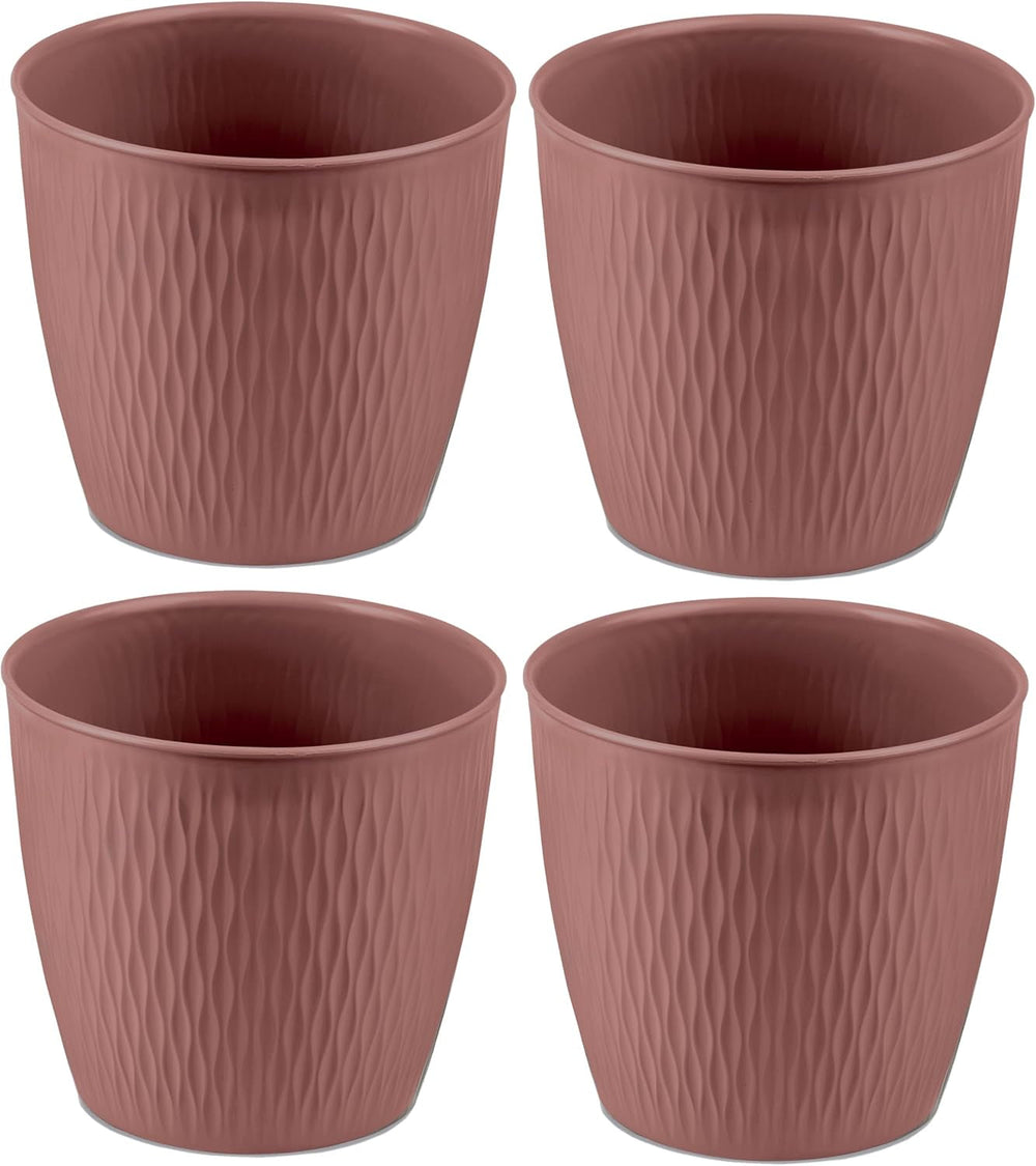 Set de 5 ghivece maro, diametru 16 cm – Ghivece robuste din plastic – Jardinieră decorativă cu opțiune de drenaj – Ghiveci elegant pentru interior și exterior