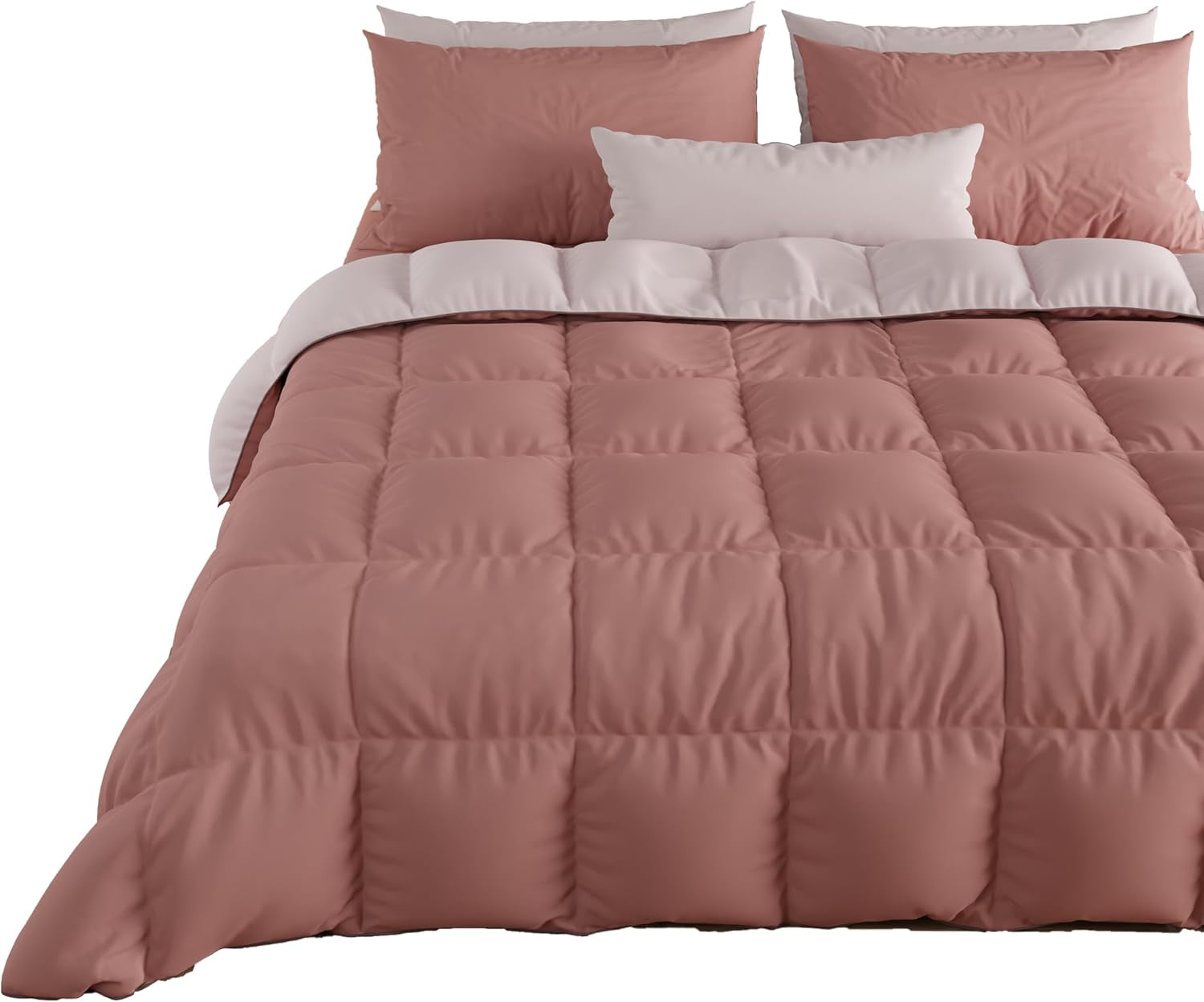 PETTI Artigiani Italiani - Cuvertură de iarnă pentru pat dublu, maxi, monocoloră, față-verso, alb, gri, 100% Made in Italy Plapumi si pilote Naty Shop Pulbere Matrimonial Standard (240X260 Cm)