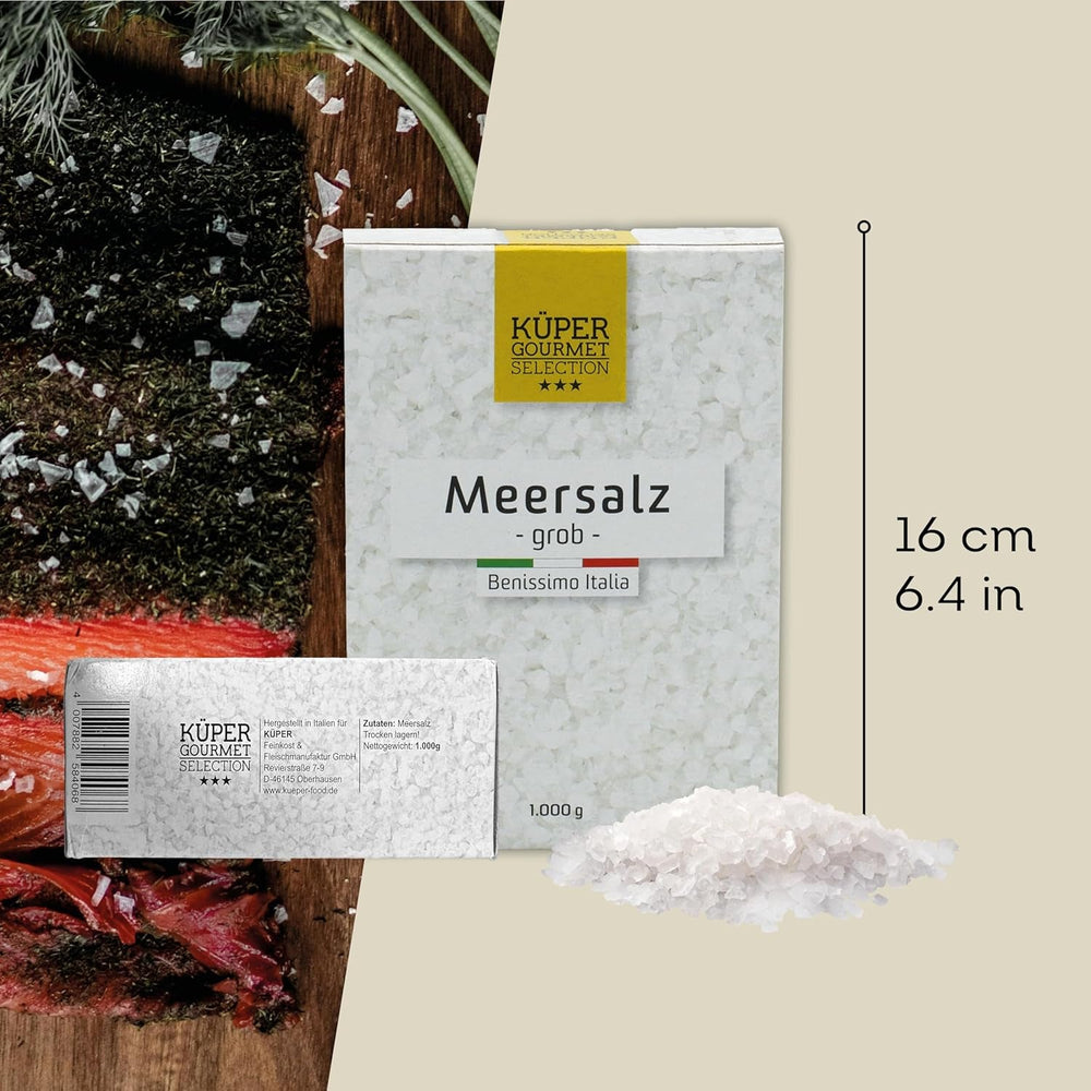 Küper Selection Meersalz - 1000g grobes Salz zum Würzen und Verfeinern - ohne Zusätze oder chemische Nachbehandlung