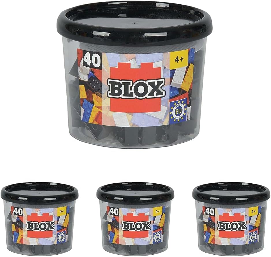 Simba 104118875 - Blox, 40 rote Klemmbausteine für Kinder ab 3 Jahren, 8er Steine, inklusive Dose, hohe Qualität, vollkompatibel mit vielen Anderen Herstellern