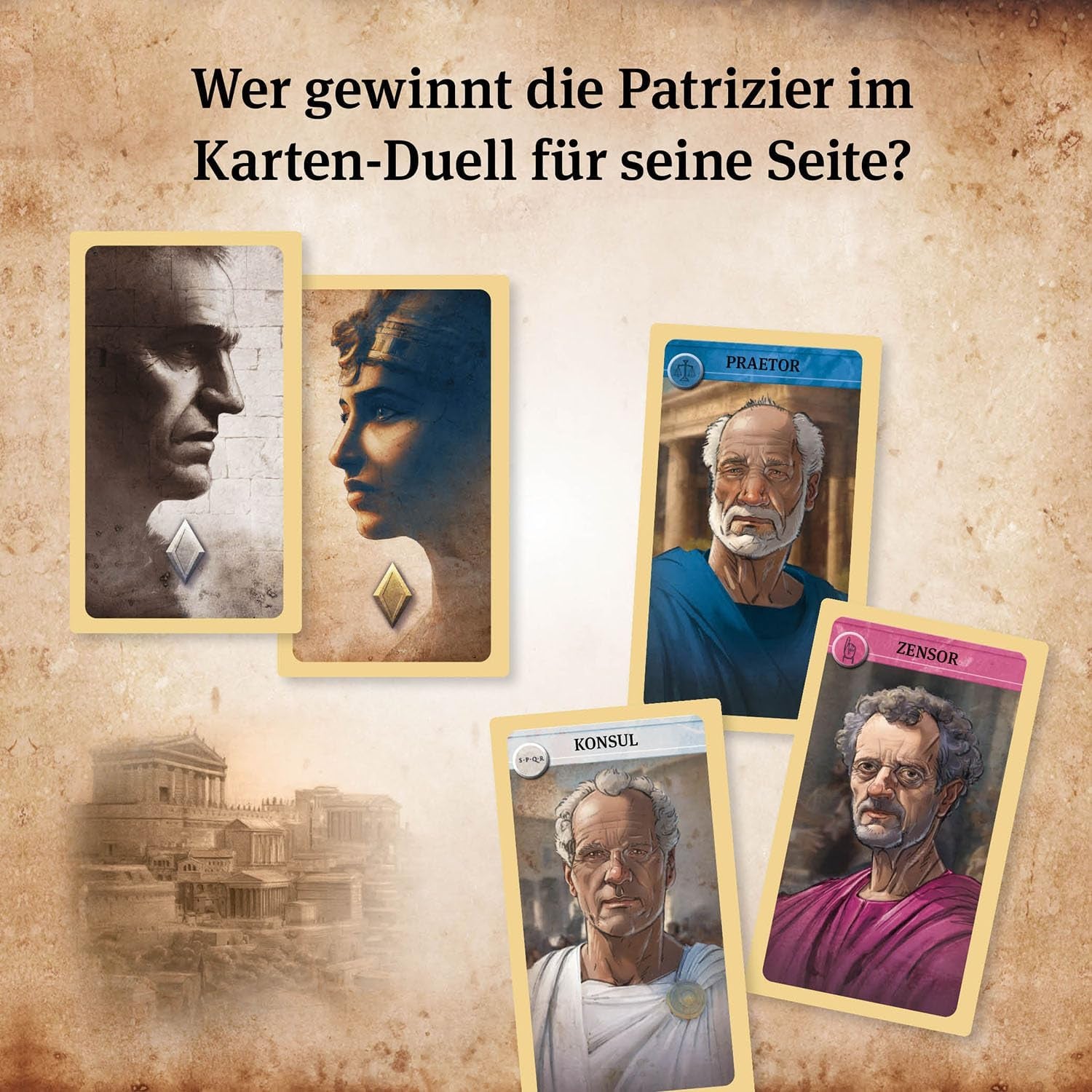 KOSMOS 684556 Caesar & Cleopatra, Joc de cărți strategic pentru 2 jucători cu vârsta de la 10 ani în sus, joc pentru adulți, joc de societate pentru 2 persoane