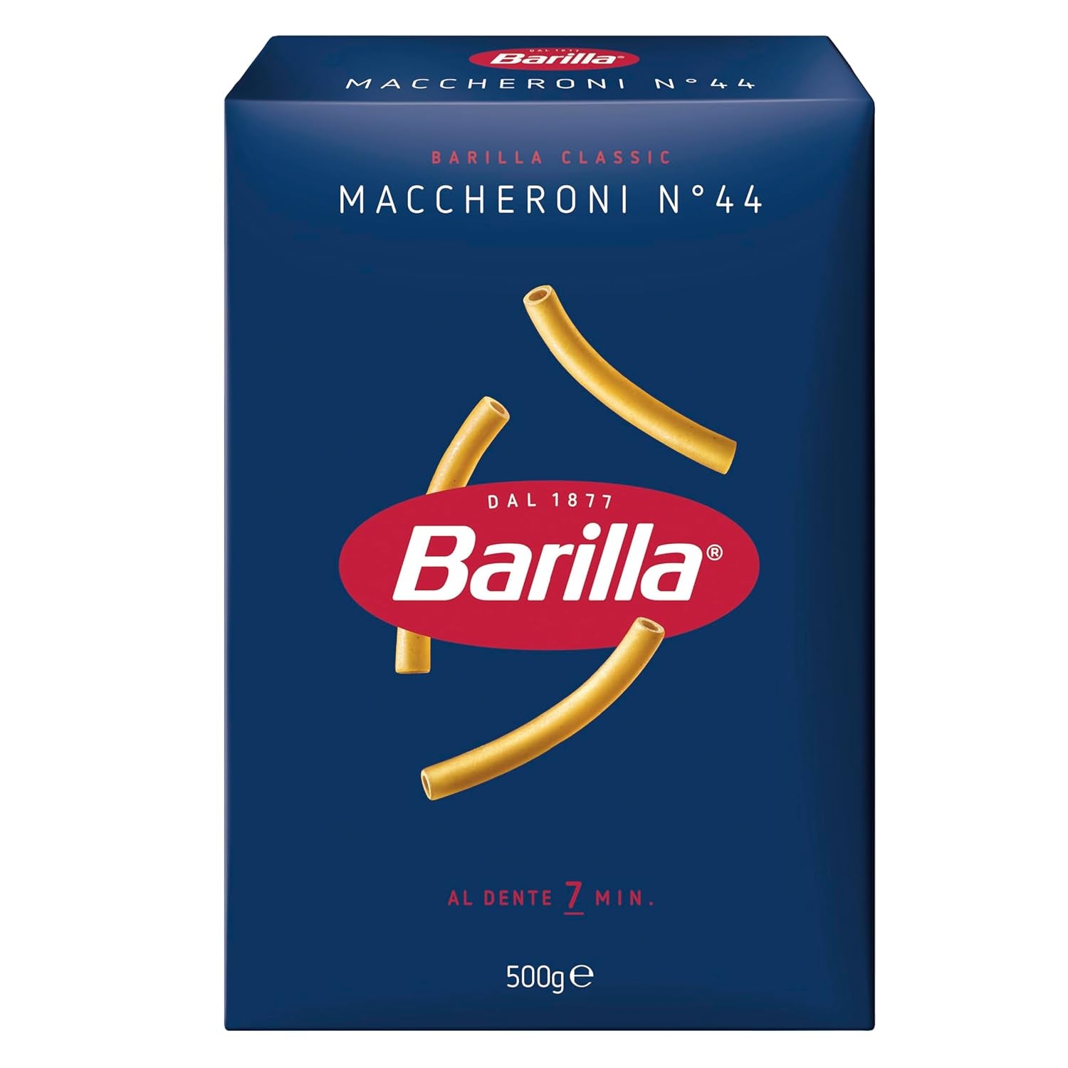 Paste Barilla Classic Maccheroni nr. 44 din grâu dur de înaltă calitate, întotdeauna al dente, 500g