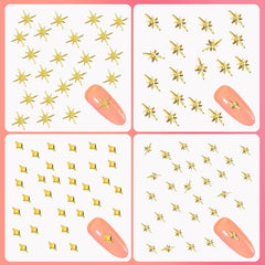 400 Stück Gold Silber Stern Nail Charms Nägel, 3D Metall Star Nagelkunst Dekorations, Star Nail Design Gemischt Größe Form Nägel Zubehör