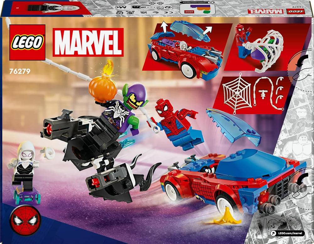 LEGO | Marvel Spider-Mans Rennauto & Venom Green Goblin - Spidey Spielzeug für Rollenspiele mit Superhelden Figuren und baubarem Auto - Geschenk für Kinder - Jungen und Mädchen ab 7 Jahren 76279