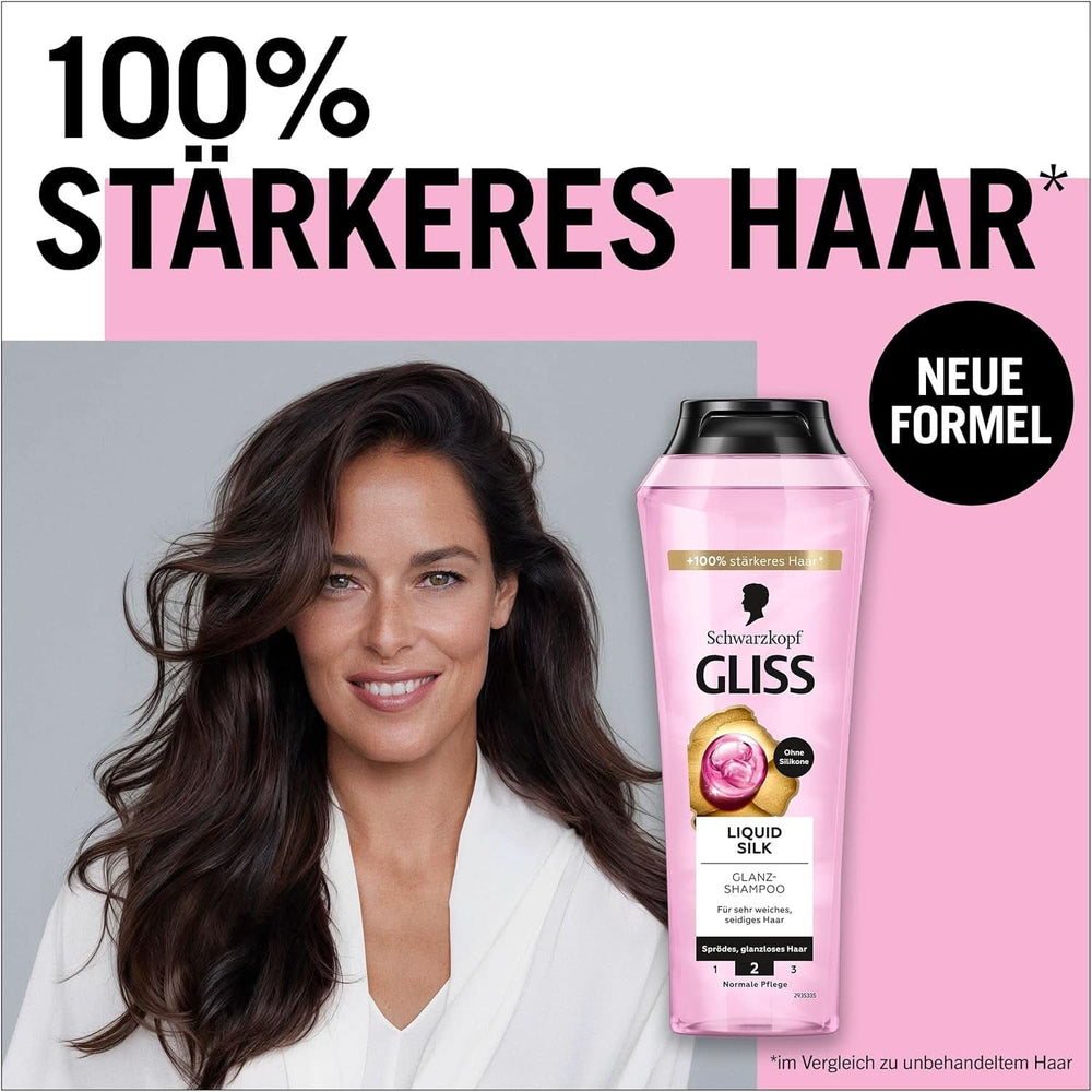 Gliss Shampoo Liquid Silk (250 ml), pentru părul fragil și tern Duș și baie Naty Shop