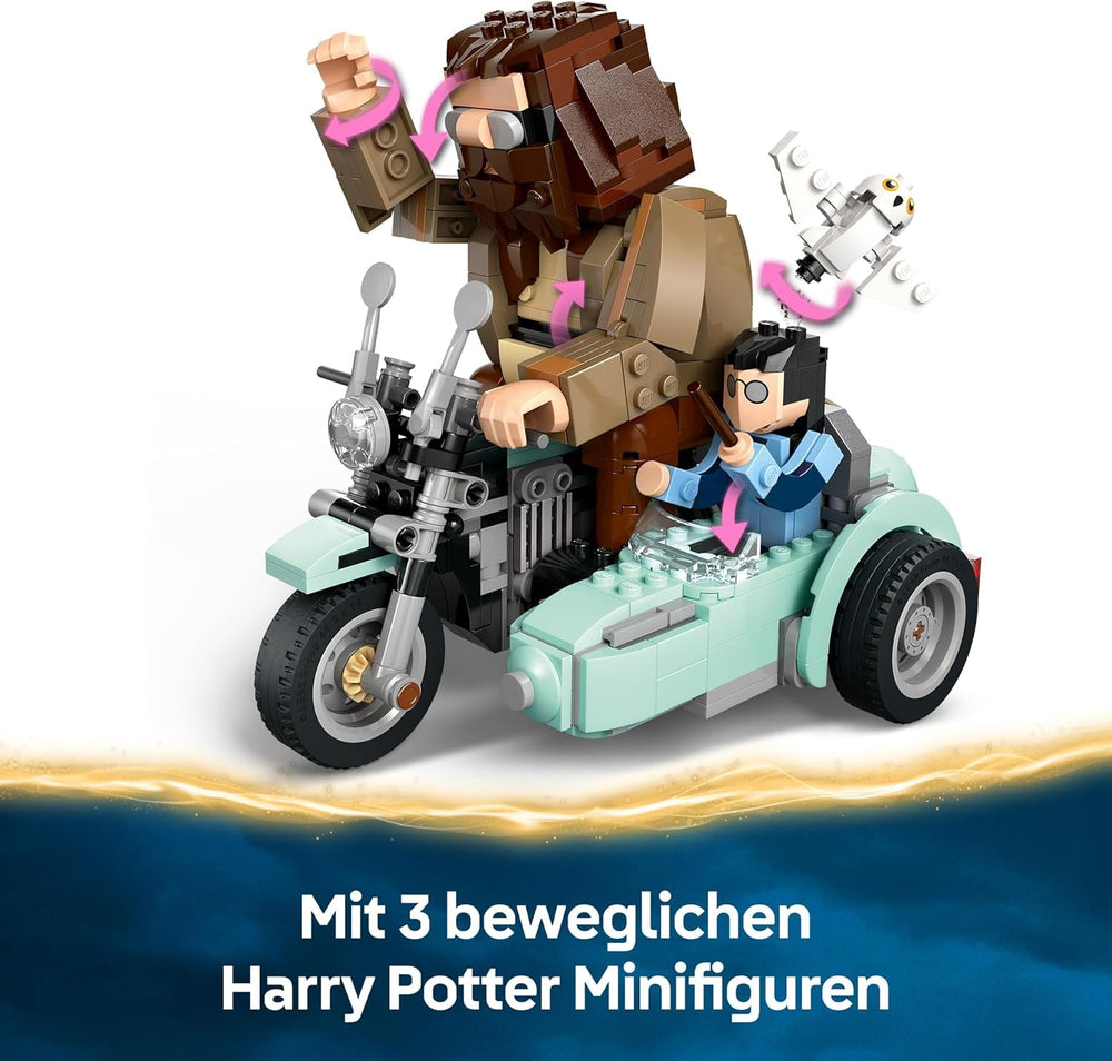 LEGO Harry Potter Hagrids und Harrys Motorradtour – Spielzeug mit Motorrad, Beiwagen & Eule Hedwig – Mit Minifiguren zum Sammeln – Kreatives Geschenk für Mädchen und Jungen ab 9 Jahren – 76443