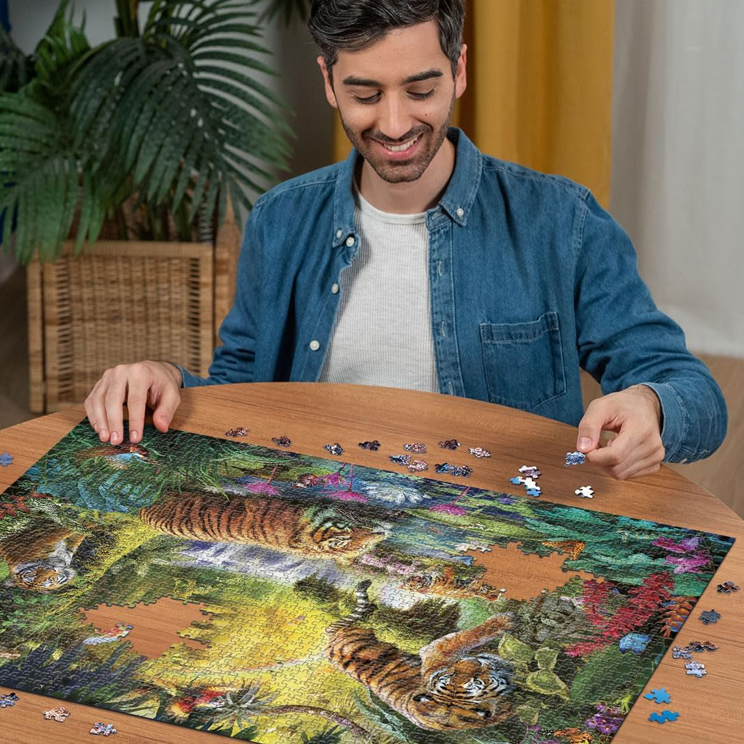 Ravensburger Puzzle 12000696 - Idilă la ochiul de apă - puzzle jigsaw de 1500 de piese pentru adulți și copii de peste 14 ani, puzzle cu motiv de tigru Puzzle Naty Shop