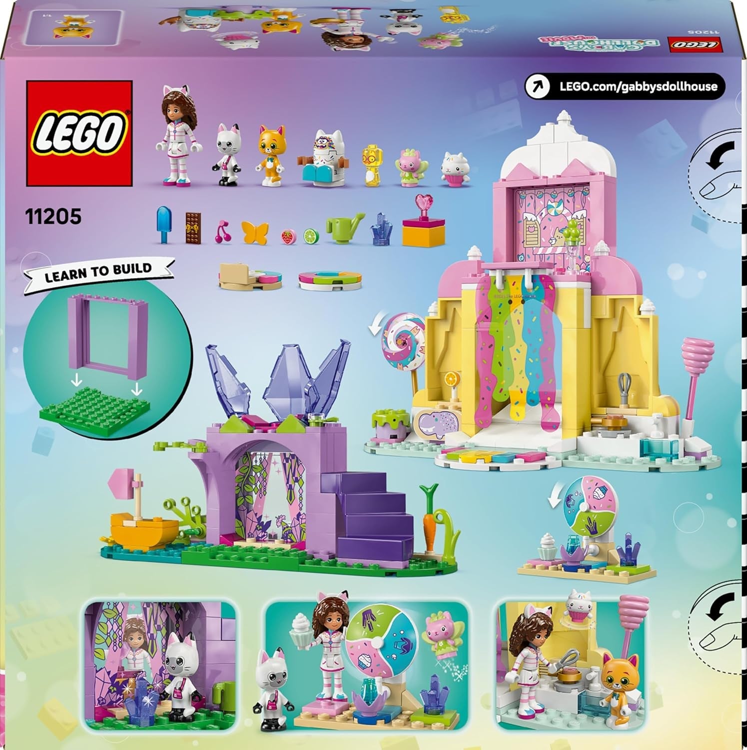 LEGO Gabbys Puppenhaus - Zuckerguss-Gebirge und Kätzchen-Garten - Spielset mit Minifigur, Panda Pfötchen & Kitty Fee - Puppe inkl. Zubehör - Geschenk für Mädchen ab 4 Jahren & Filmfans - 11205