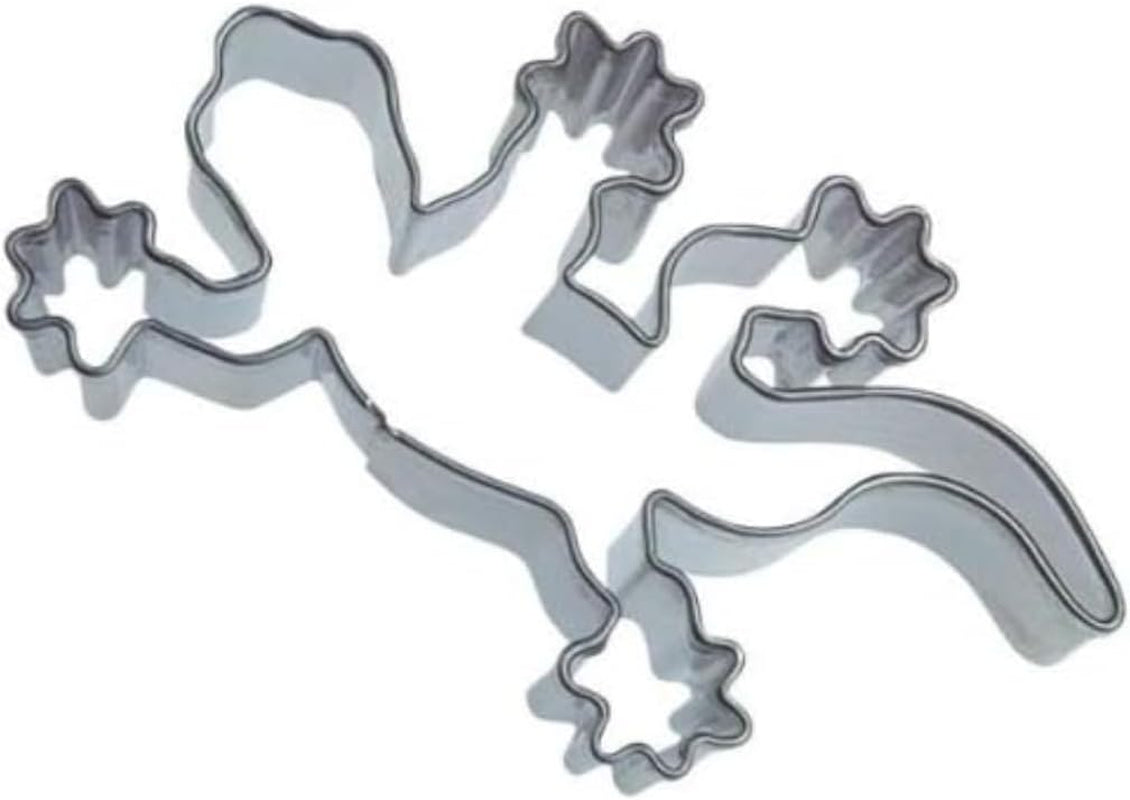 Formă de biscuiți Städter, oțel inoxidabil, șopârlă aprox. 7cm, 7 x 4,5 x 2 centimetri, argintie