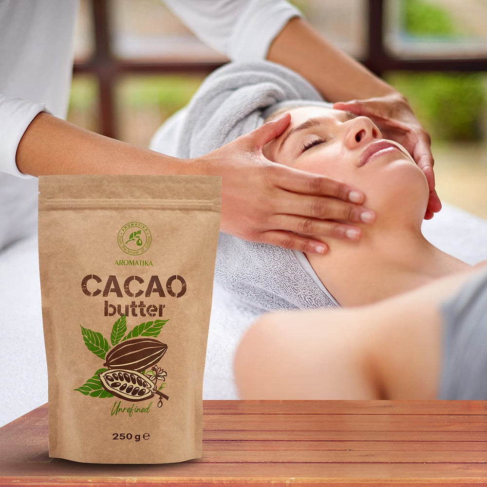 Kakaobutter - 250g - Theobroma Cacao - Roh Cacaobutter - Kakao Butter in Stücken - Kaltgepresst - Unraffiniert - Rein und Natürlich - für Speisen und Hautpflege - Cacao Butter