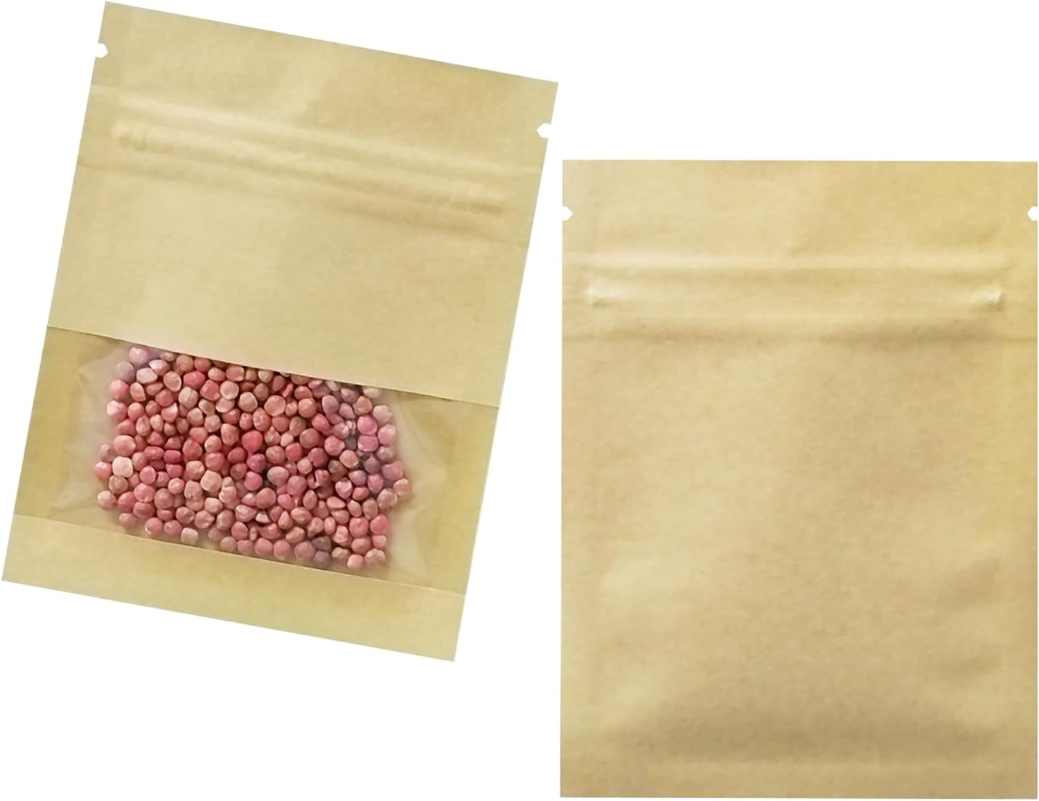 Kleine Wiederverschließbare Samen Münze Umschläge Taschen Mit Klarem Fenster Brown Kraftpapier Heat Seal Pakete Für Münzen Blume Gemüse Samen Lagerung Probe Taschen (100, 7X9Cm)