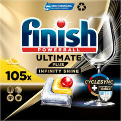 Finish Ultimate plus Infinity Shine Citrus Dishwasher Tabs - Tablete pentru mașină de spălat vase, curățare intensivă - 105 capsule, lămâie Naty Shop