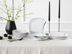 CreaTable, 24029, seria Square City Line, set de veselă din porțelan pentru 6 persoane, 12 piese, potrivit pentru mașina de spălat vase și cuptorul cu microunde, producție de calitate