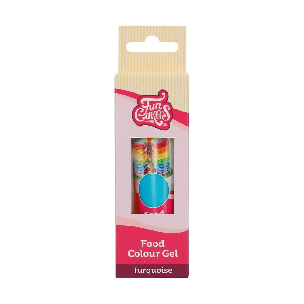 Colorant alimentar Funcakes Gel Turcoaz: Colorant alimentar foarte concentrat pentru aluat, cremă, fondant și marțipan. Dozare ușoară. Picătură individuală pentru a crea culori vibrante. Halal. 30 g.